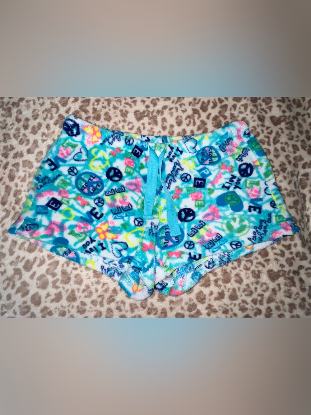 Colorful printed fleece pj shorts